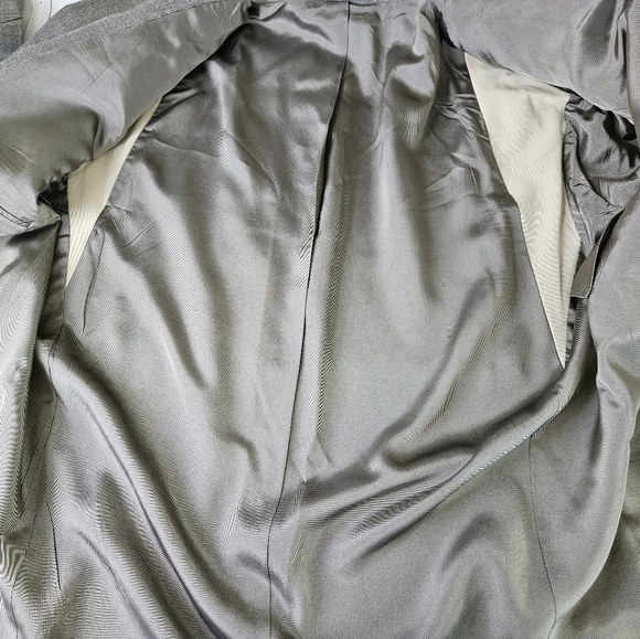 Oscar de la Renta Vintage Silk and Wool Micro Houndstooth Blazer In Gray Sz 50R - Picture 8 of 16